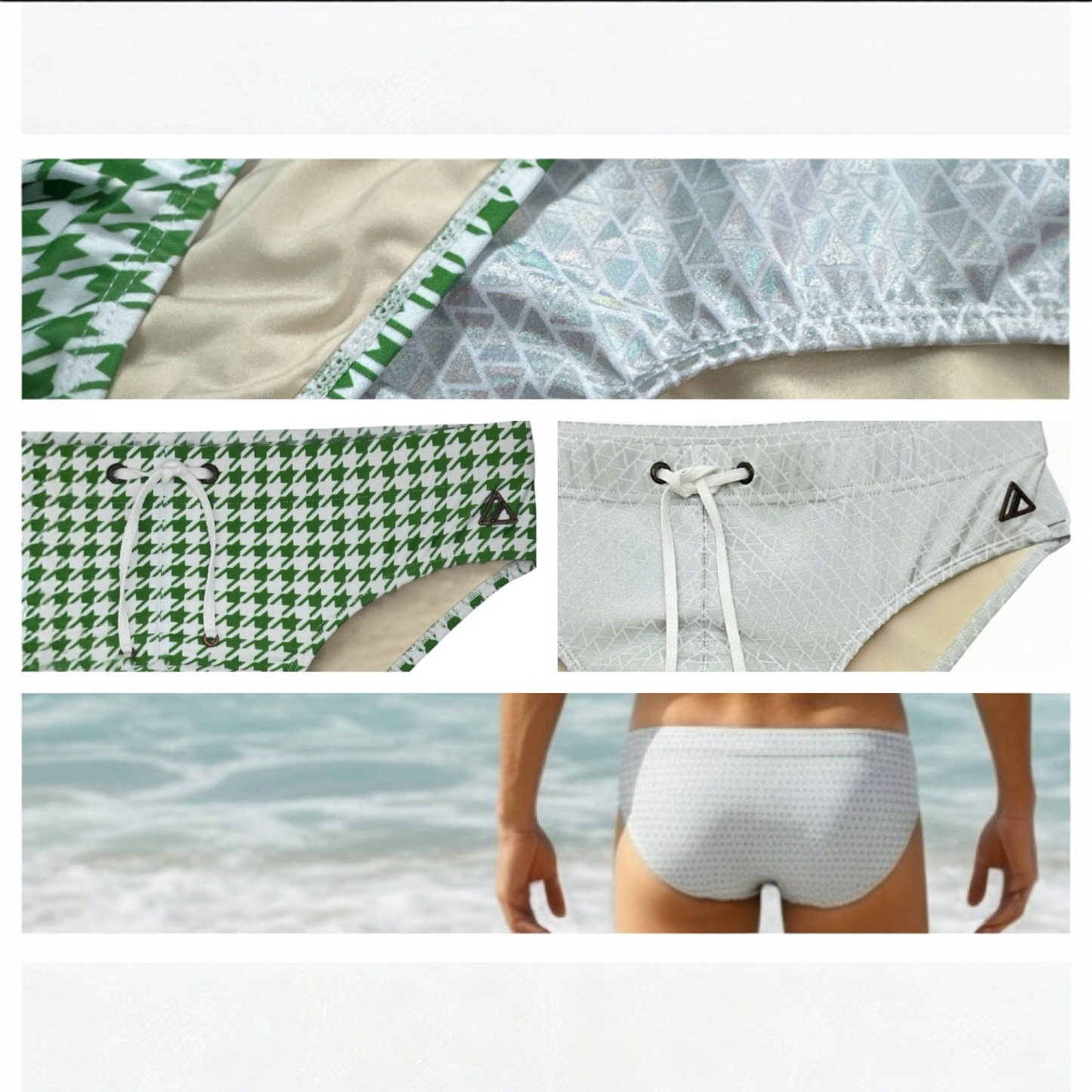 COLIN Low Rise Bikini Swim Brief - Silver Geometric l Amade Swim