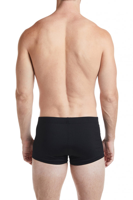 Black - LANDON Athletic Mesh Square Cut Swim Brief