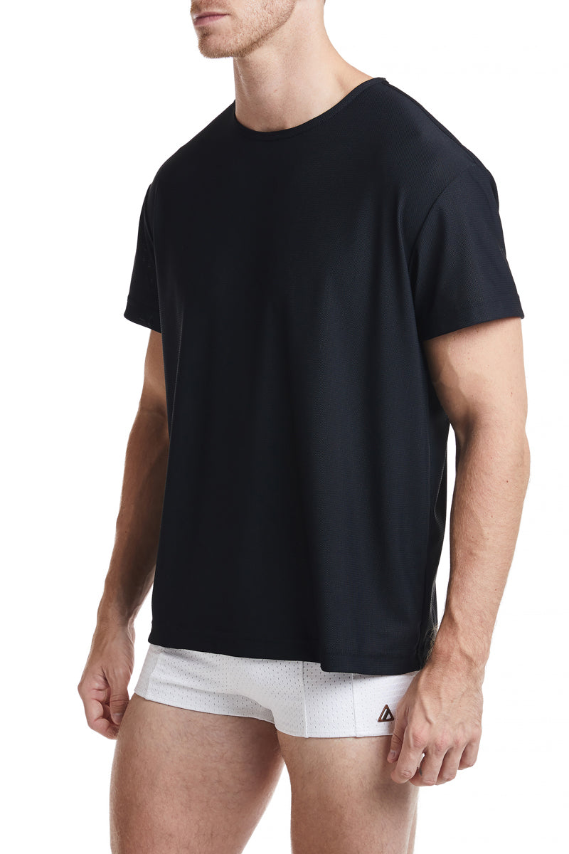 Black Sheer Mesh Sport T-Shirt