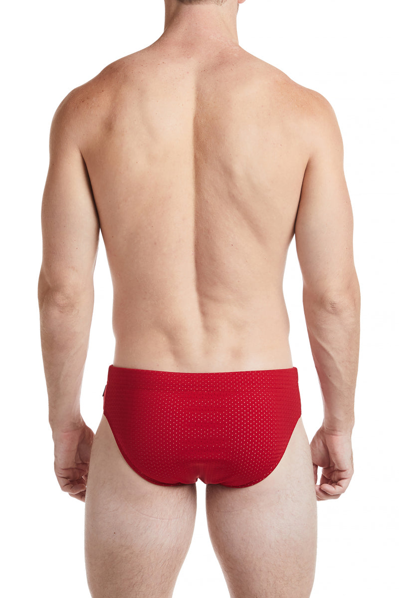 Red - COLYN Low rise Athletic Mesh Bikini Swim Brief