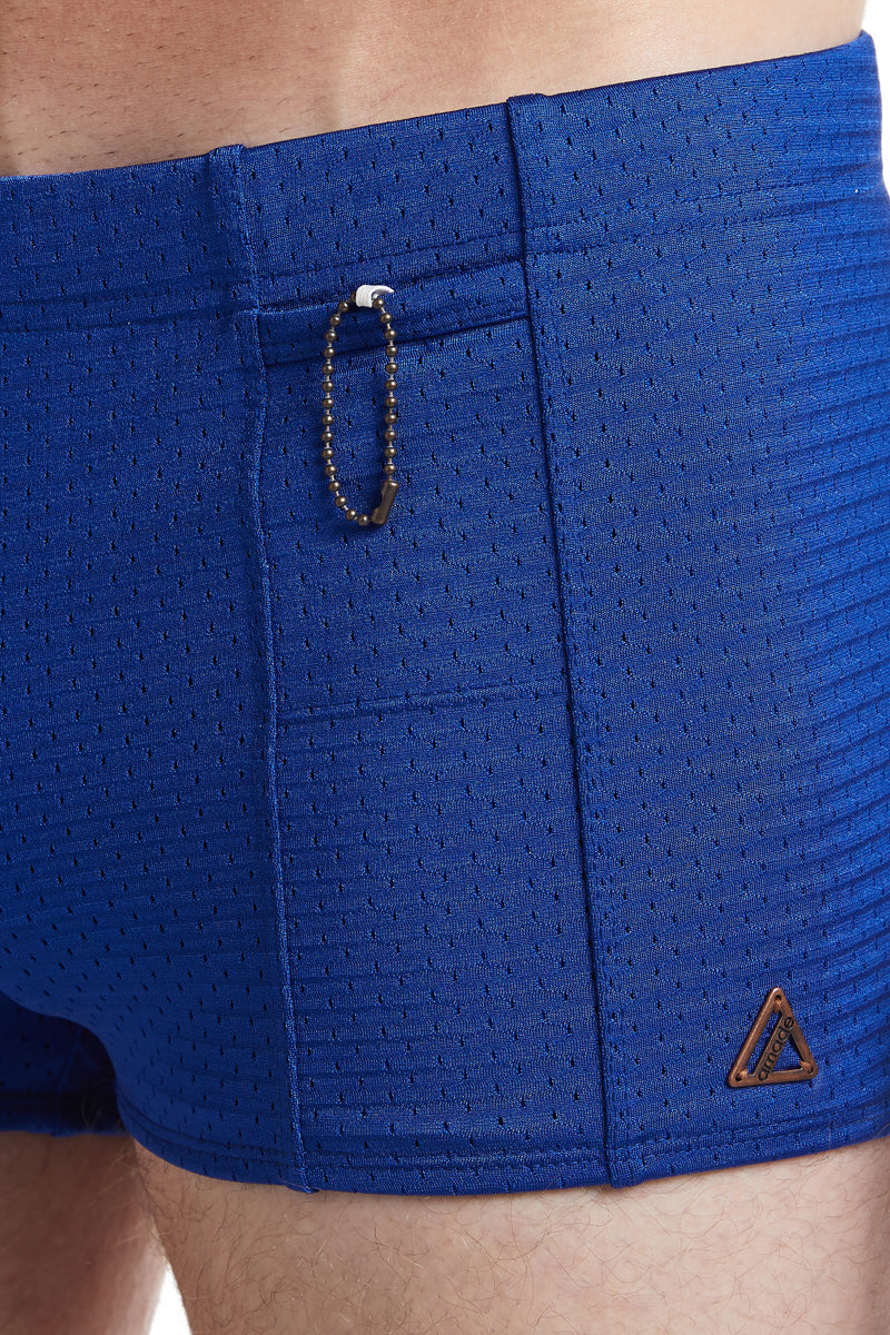 Best Seller- Sapphire Blue - LANDON Athletic Mesh Square Cut Swim Brief