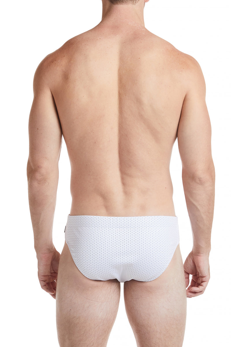 White - COLYN Low Rise Athletic Mesh Bikini Swim Brief