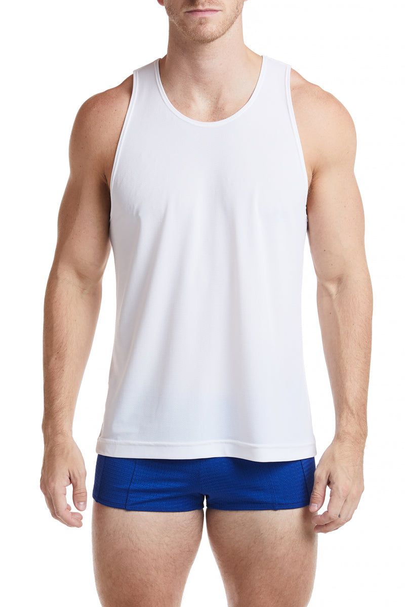 White Sheer Mesh Sport Tank