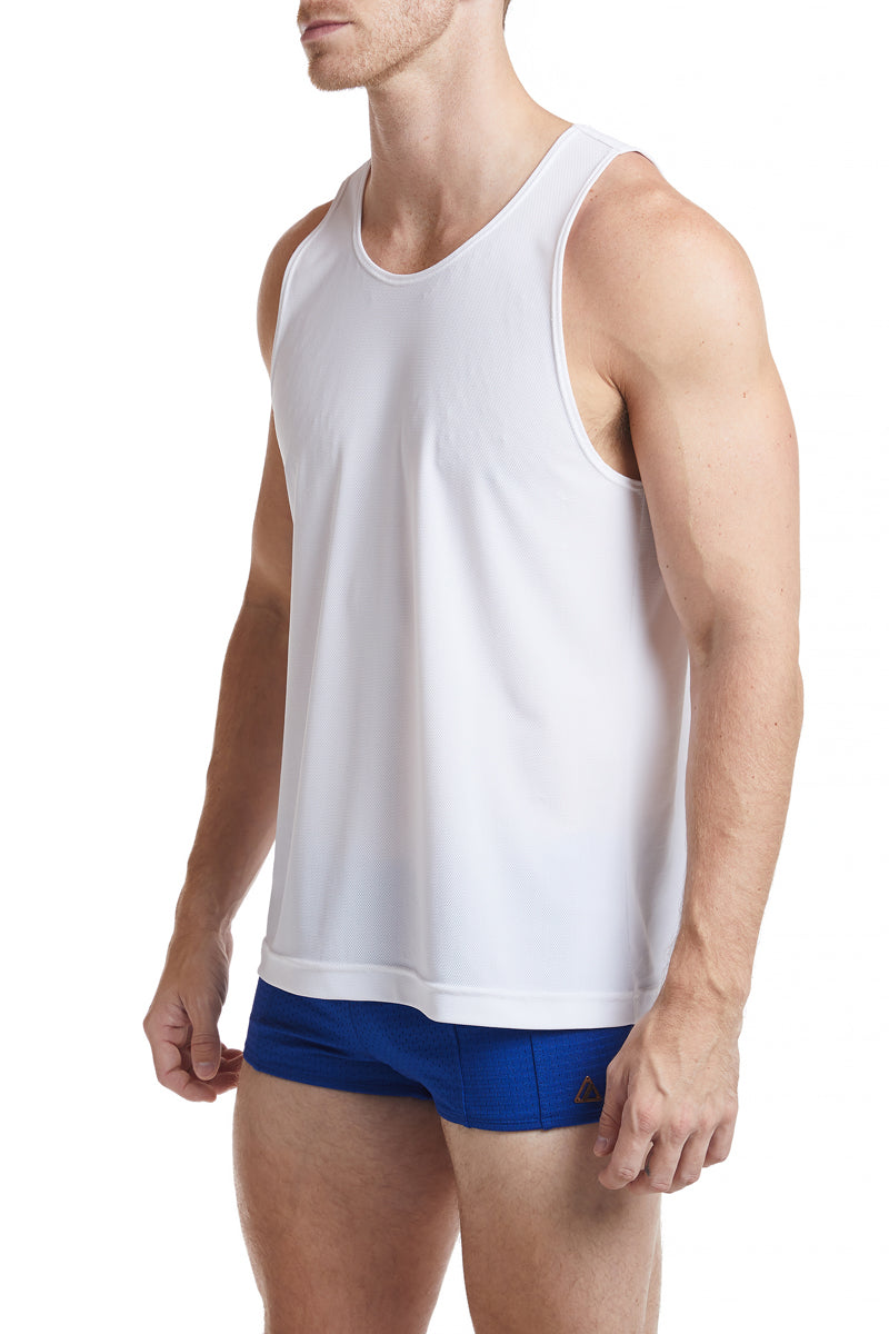 White Sheer Mesh Sport Tank