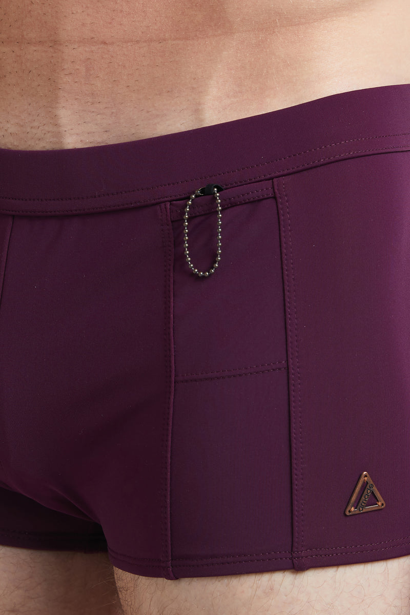 SOLID Merlot - LANGSTON Square Cut Swim Brief