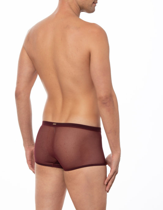 Wine - GRANT Sheer Mesh Boxer Brief