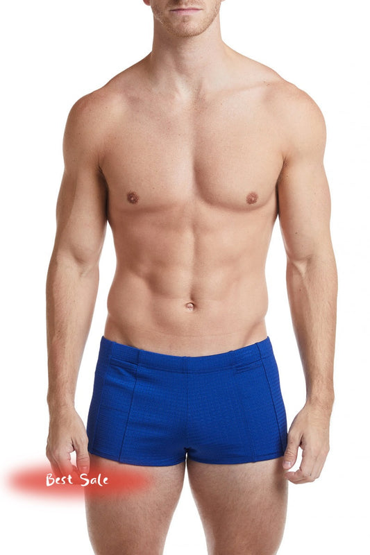 Best Seller- Sapphire Blue - LANDON Athletic Mesh Square Cut Swim Brief