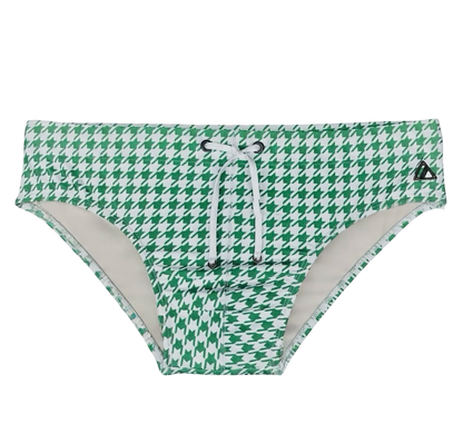 COLIN Low Rise Bikini Swim Brief - Green  Houndstooth l Amade Swim