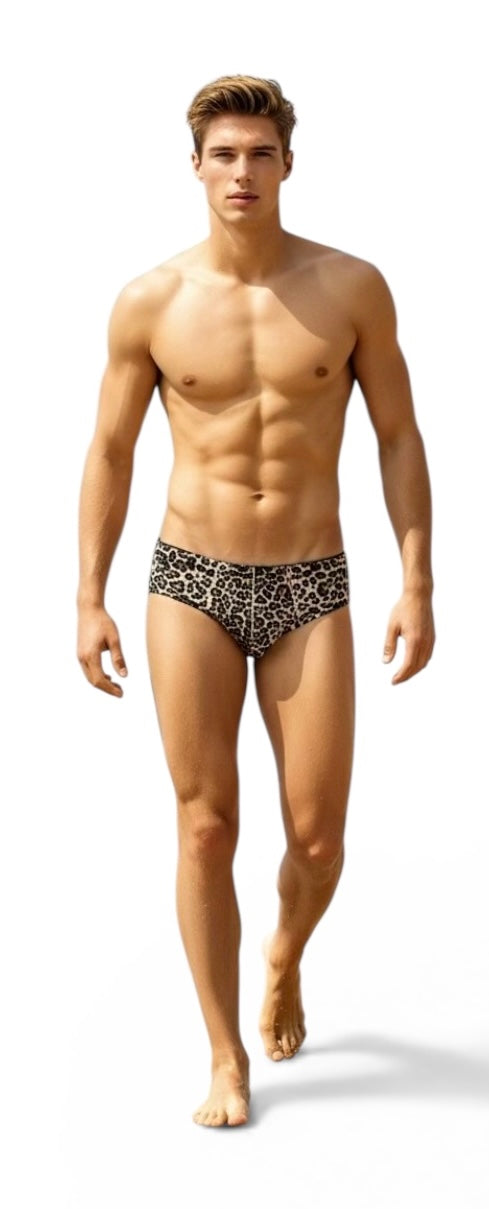 Leopard Print - Low Rise JASPER Sheer Mesh Bikini Brief