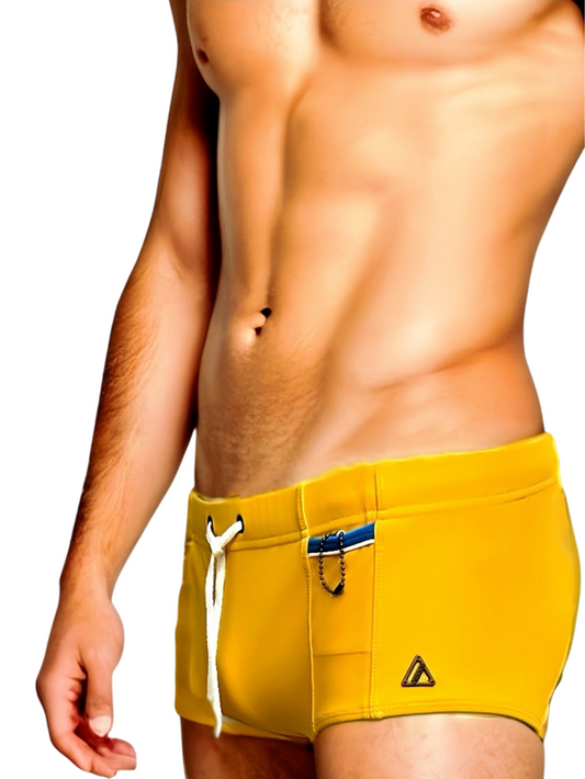 Mustard - LACHLAN Low Rise Swim Brief with Cobalt Trim