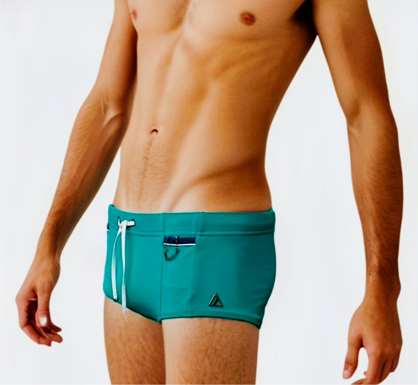 Emerald - LACHLAN Low Rise Swim Brief with Navy Trim