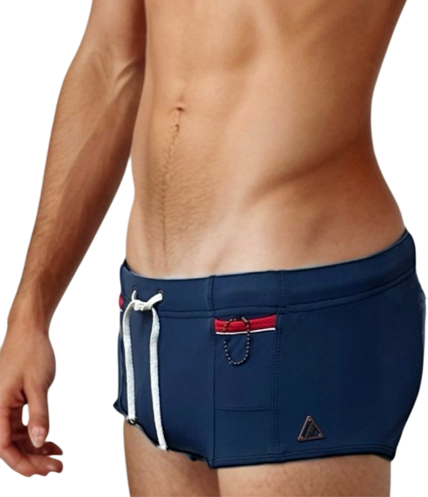 Navy - LACHLAN Low Rise Swim Brief with Red Trim