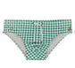 COLIN Low Rise Bikini Swim Brief - Green  Houndstooth l Amade Swim