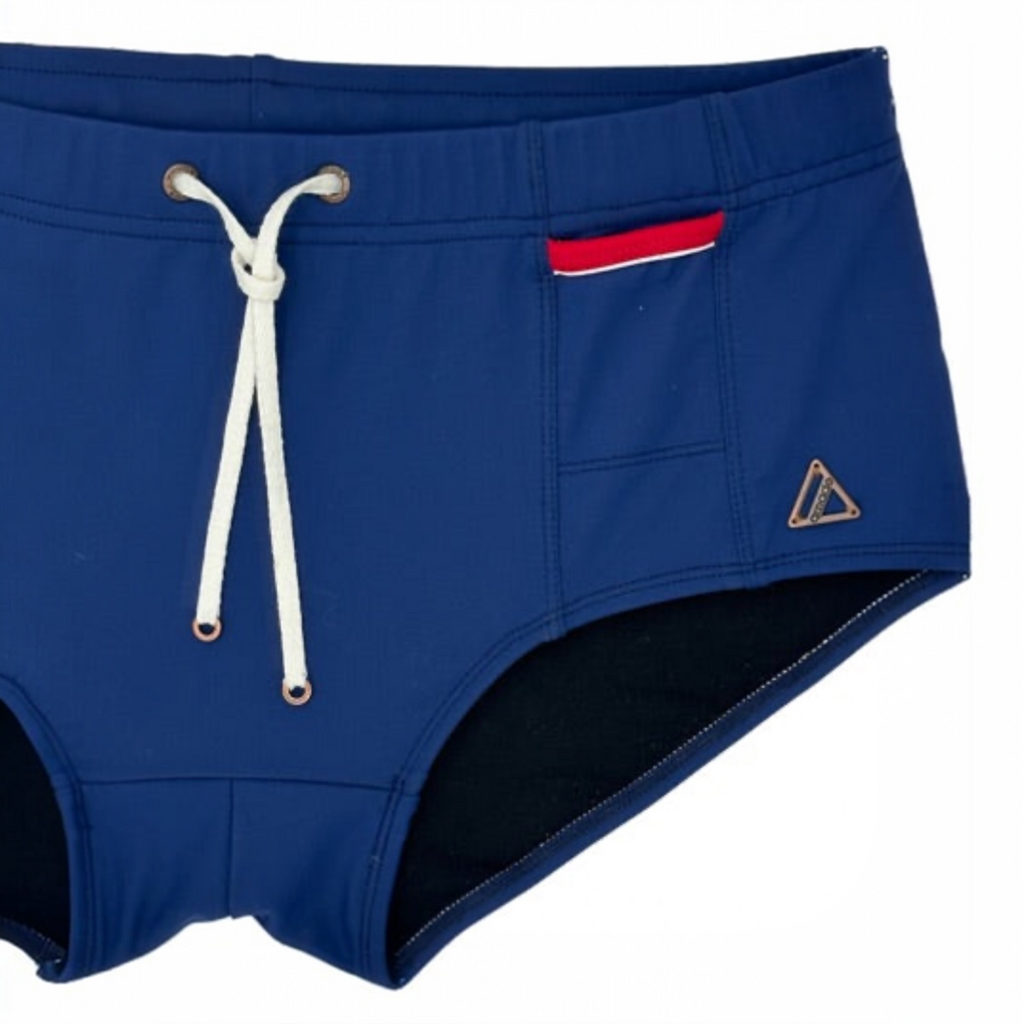 Lachlan Low Rise Swim Brief - Navy l Red Trim