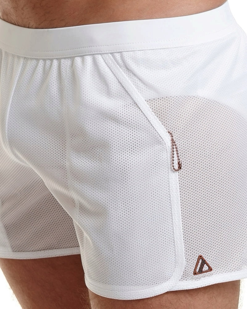 HUGH White Mesh Swim  Short - 4” Inseam l Amade Swim