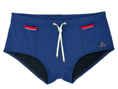 Navy - LACHLAN Swim Brief with Red Trim
