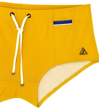 Lachlan Low Rise Swim Brief - Mustard l Cobalt Trim