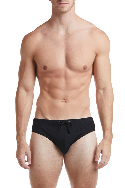Black - COLYN Low Rise Athletic Mesh Bikini Swim Brief