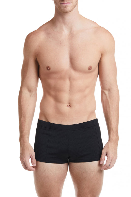 Black - LANDON Athletic Mesh Square Cut Swim Brief