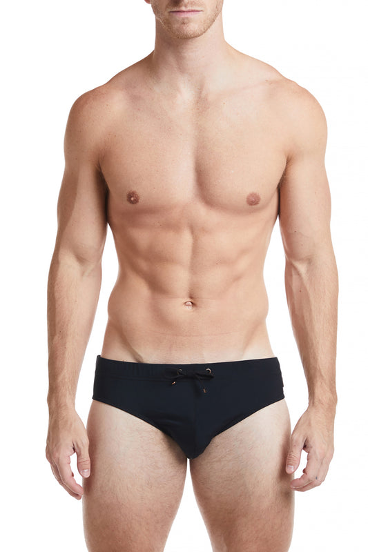 Solid Black Bikini Swim Brief