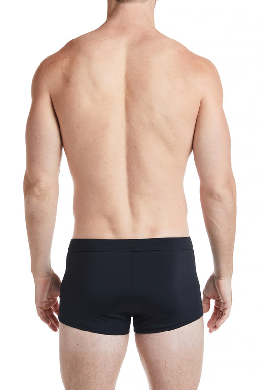 Black - LANGSTON Square Cut Swim Brief with Cobalt Trim