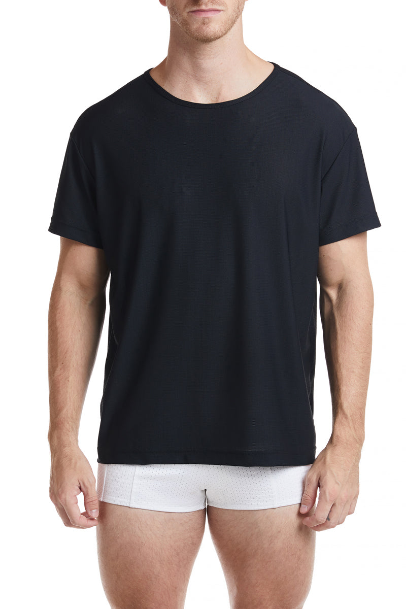 Black Sheer Mesh Sport T-Shirt