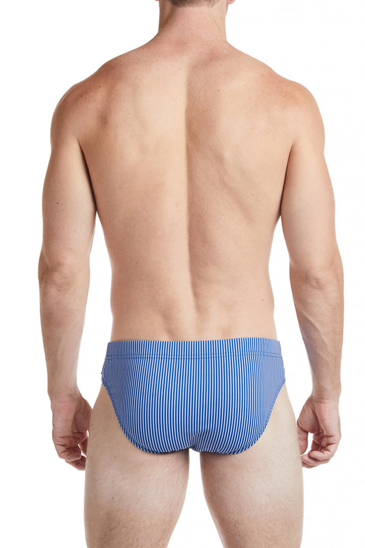 Cobalt Pinstripe - COLYN Low Rise Bikini Swim Brief