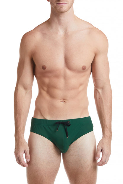 Solid Green Bikini Swim Brief
