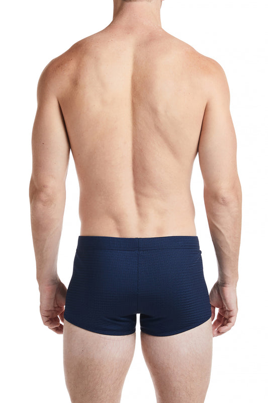 Navy - LANDON Athletic Mesh Square Cut Swim Brief