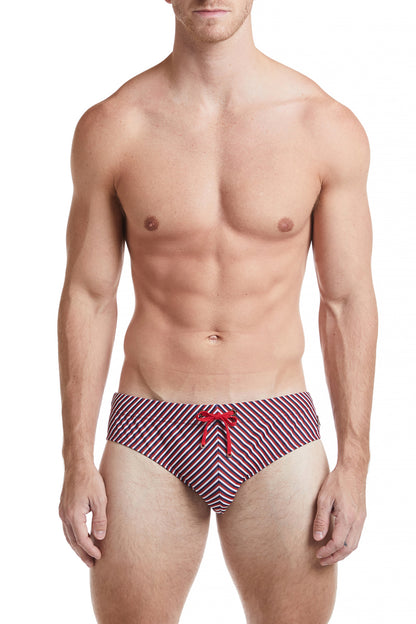 Red Pin Stripe Bikini Swim Brief