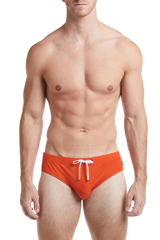 Solid Orange Bikini Swim Brief