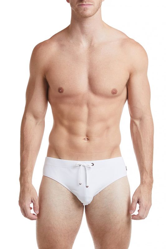 Solid White Bikini Swim Brief