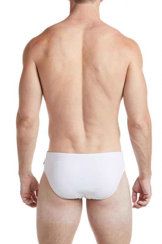 Solid White Bikini Swim Brief