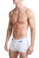 White Square Cut Swim Brief with Cobalt Trim