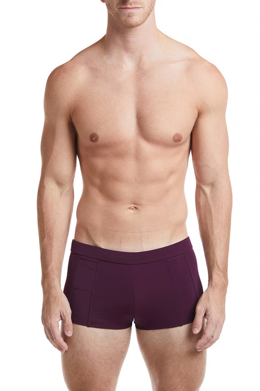 LANGSTON SOLID - Merlot Square Cut Swim Brief